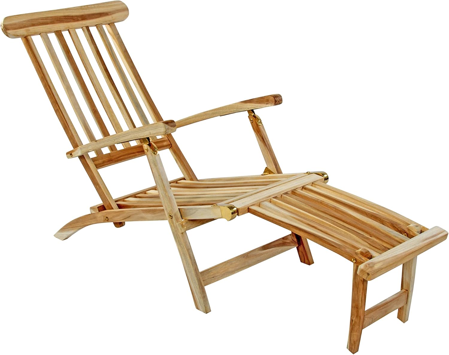 SAM Teak Holz Deckchair, Liege-Stuhl, verstellbar, geschliffen, robuste Garten- Balkon- Sonnenliege, Liegekomfort