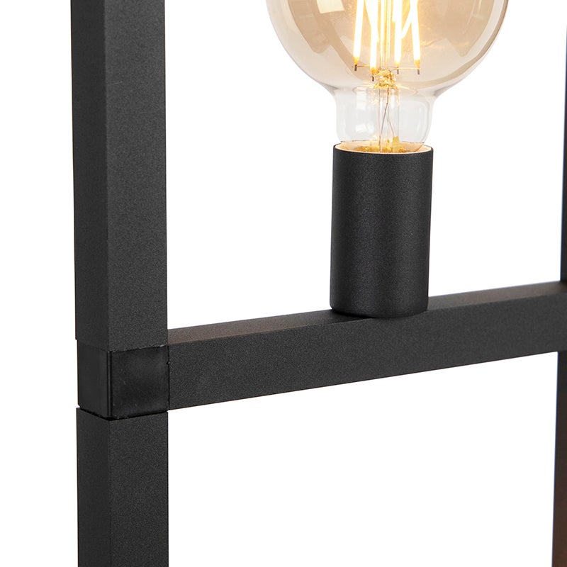QAZQA - Industrieel I Vintage I Industriële Staande Lamp 2 Lampen Zwart - Eenvoudige Kooi 2 I Woonkamer I Slaapkamer - Rechthoekig Aluminium - LED Compatibel E27