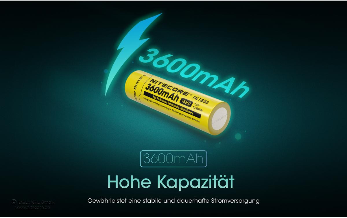 Akku NL1836 Li-Ion Typ 18650 3600 mAh, 1 StückLi-Ion Akku