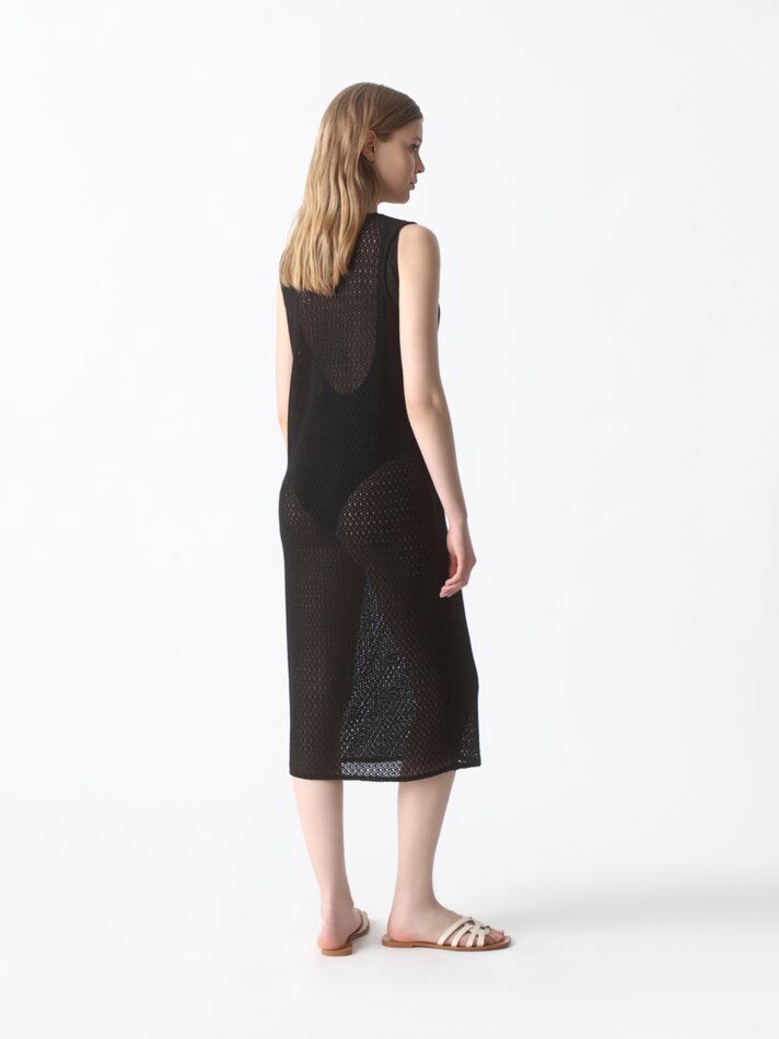 Vestido midi de malha - Preto