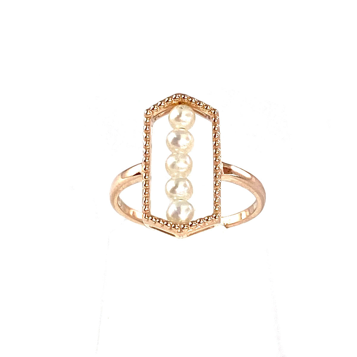 Bague d'occasion or 375 rose perles de culture de Chine