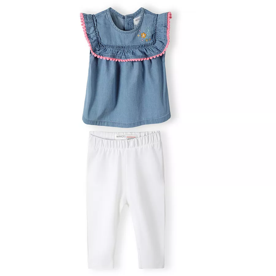 MINOTI T-Shirt und Leggings im Set Denim-HellblauWeiß