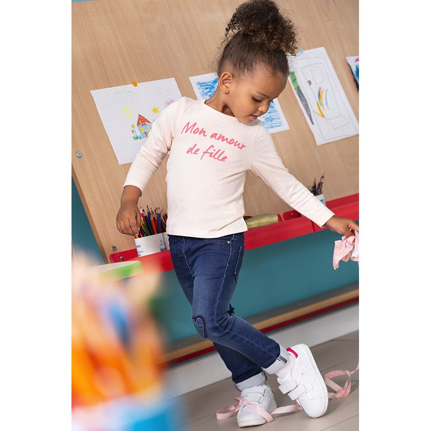 Jean denim fantaisie pour bébé fille - Bleu moyen