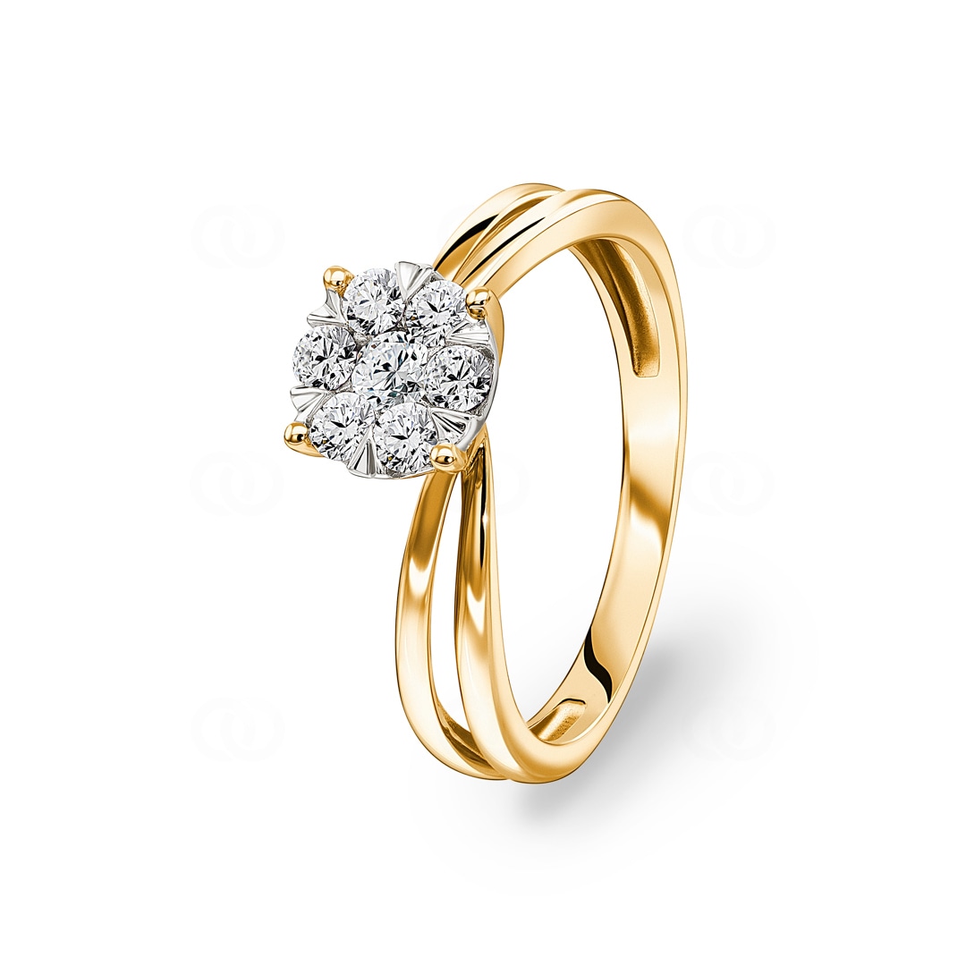 Verlobungsring 750/18 K Gelbgold mit Diamanten 0.33 ct H/si