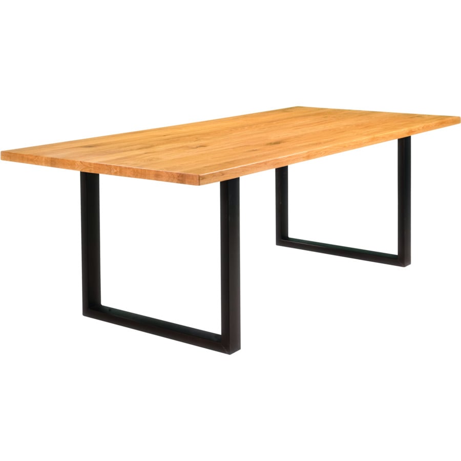 Tisch Flims Eiche massiv, Gerade Kante, X-Fuss 160 x 76 x 90 cm