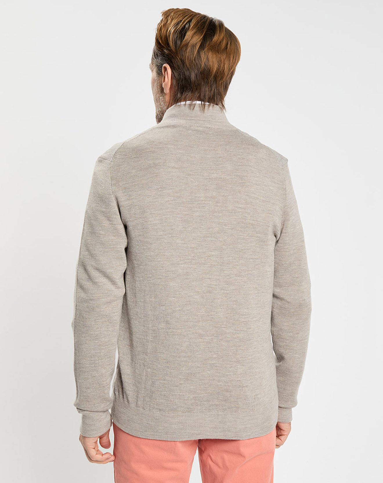 Hackett London Gilet 100% Laine imprimé Prince de Galles beige