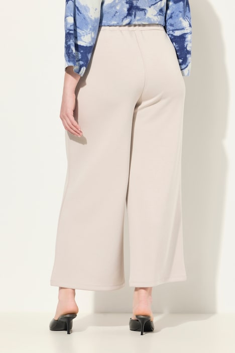 Jersey-Culotte, wadenlang, weites Bein, Elastikbund