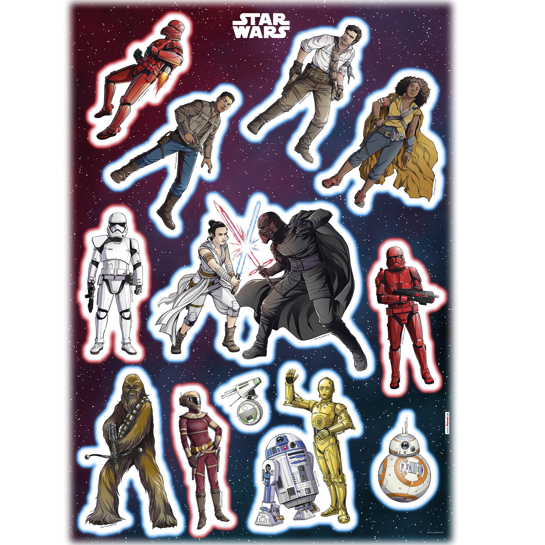 Wandtattoo STAR WARS HEROES VILLAINS - bunt - 50x70 cm