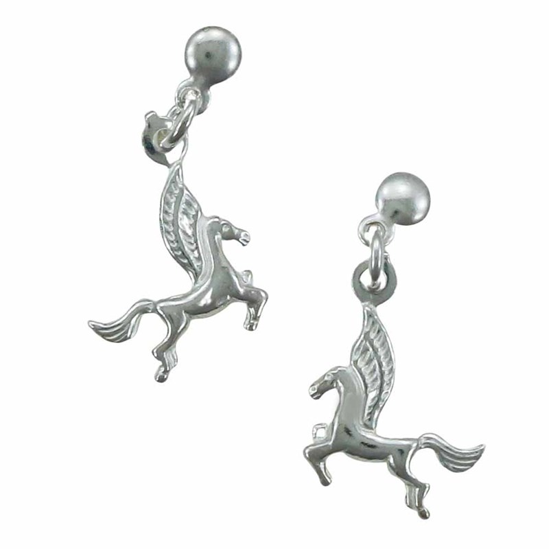 Boucles d'oreilles pégases pendantes - Argent massif