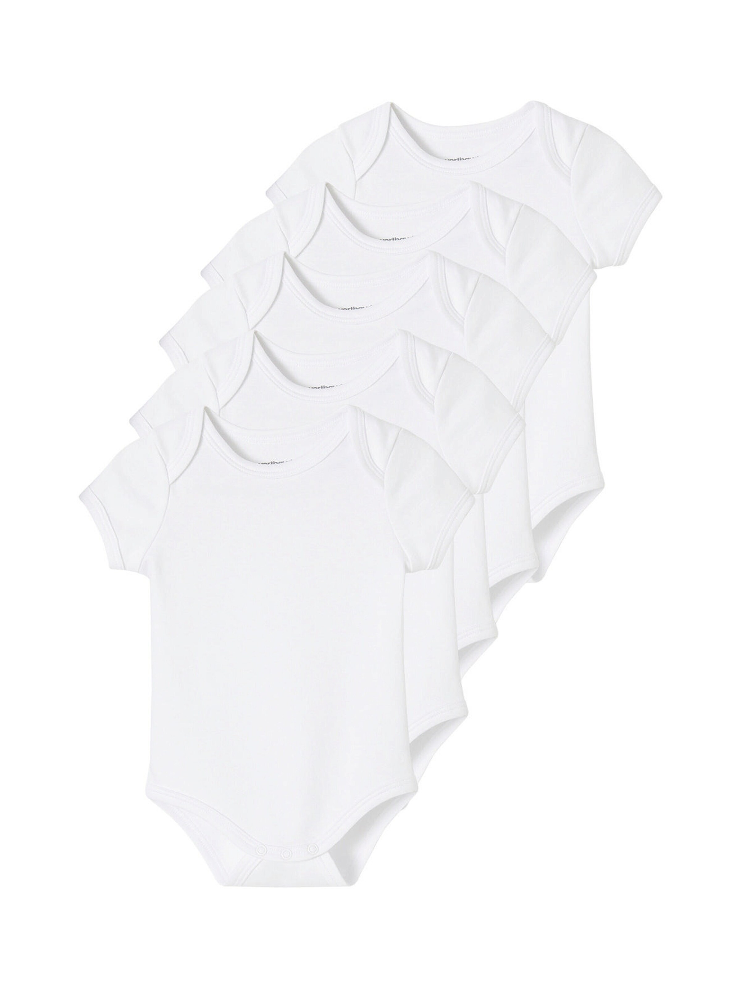 Vertbaudet 5er-Pack Baby Kurzarm-Bodys in Schlupfform BASIC pack weiß
