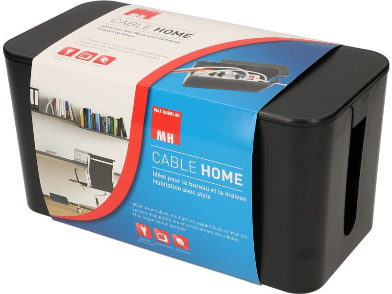 Max Hauri Kabelbox mit Steckerleiste 5x T13 Schwarz Kabelbox inkl. Steckdosenleiste mit Schalter, 235 x 115 x 121 mm