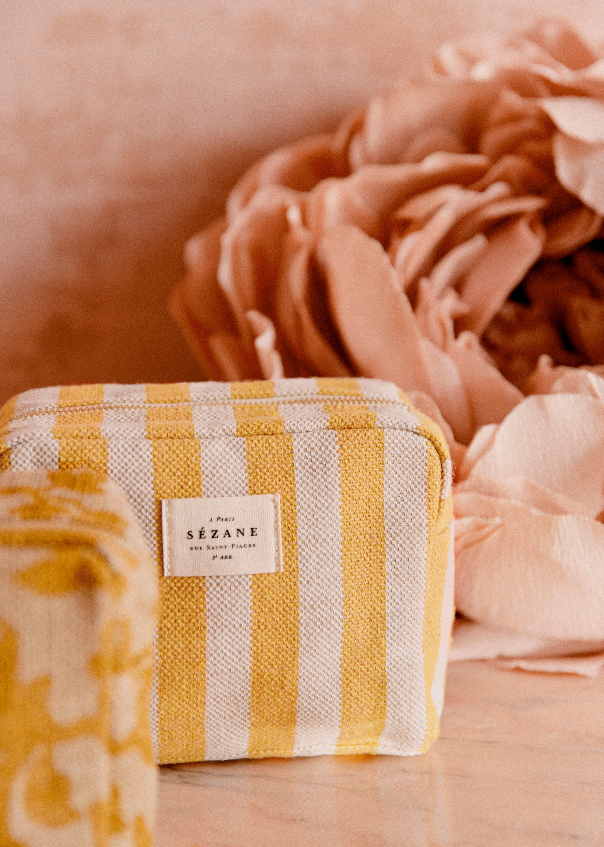 Trousse de Toilette Jute - Rayures Ocre - LES COMPOSANTES/DÉCOUVRIR 5906614