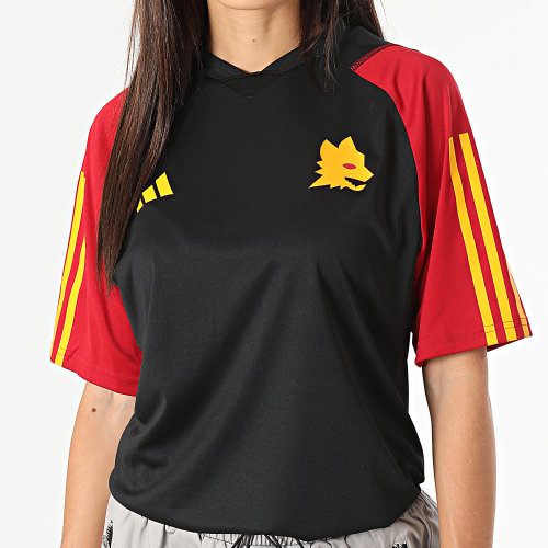 Tee Shirt De Sport A Bandes AS Roma IR0282 Noir