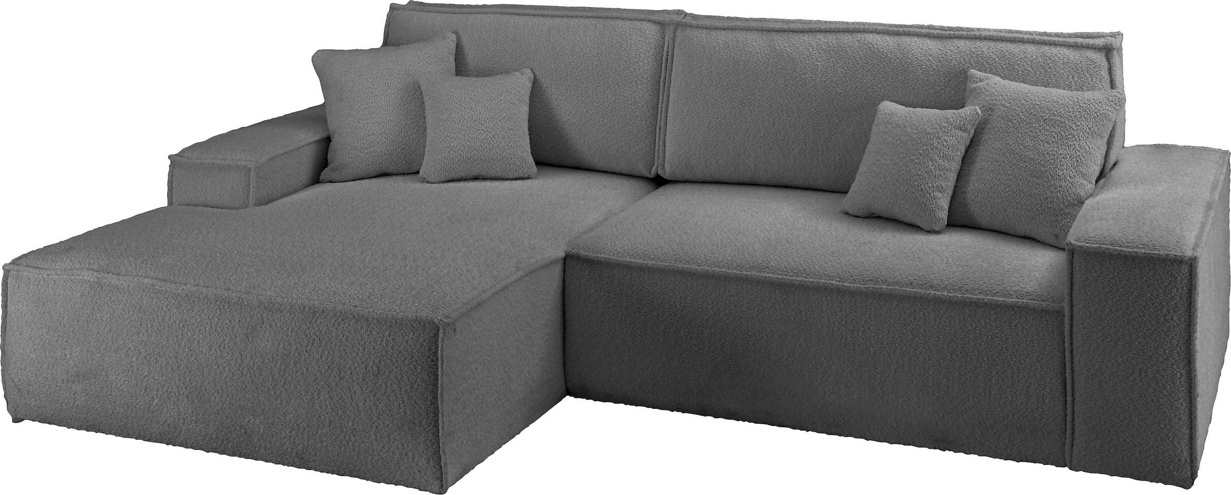 GOODproduct Ecksofa »FINNLEY Schlafsofa 267 cm, L-Form mit Schlaffunktion & Bettkasten« verfügbar in den Stoffqualitäten Bouclé, Struktur fein und Mega Cord