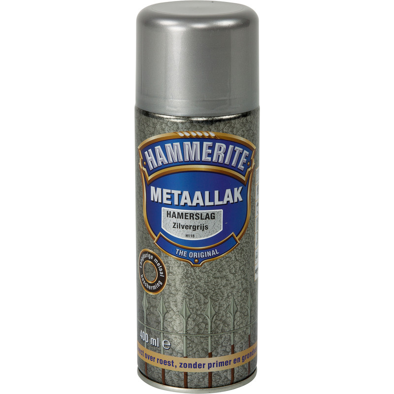 Hammerite hamerslag metaallak 400ml zilvergrijs H115