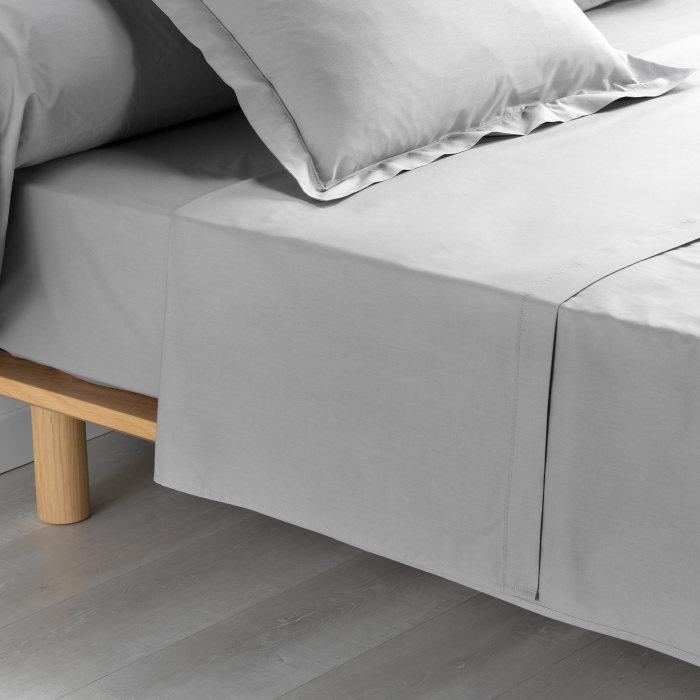 DRAP PLAT 2 P 240X300CM PERCALE UNI GRIS POINT BOURDON