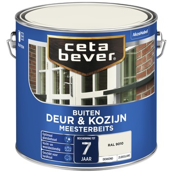 CetaBever Meesterbeits Deur & Kozijn zijdeglans dekkend RAL 9010 gebroken wit 2,5 liter