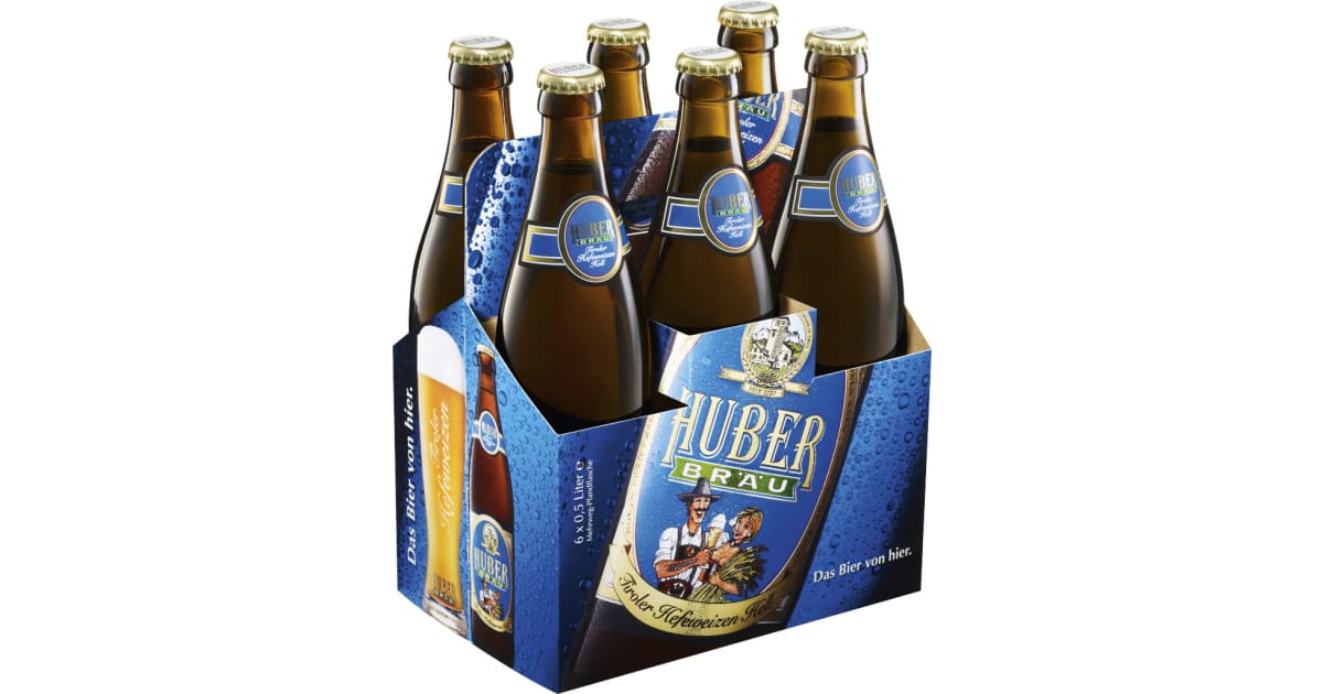 Huber Bräu Hefeweizen Hell Tray 6x 0,5 Liter (Mehrweg)