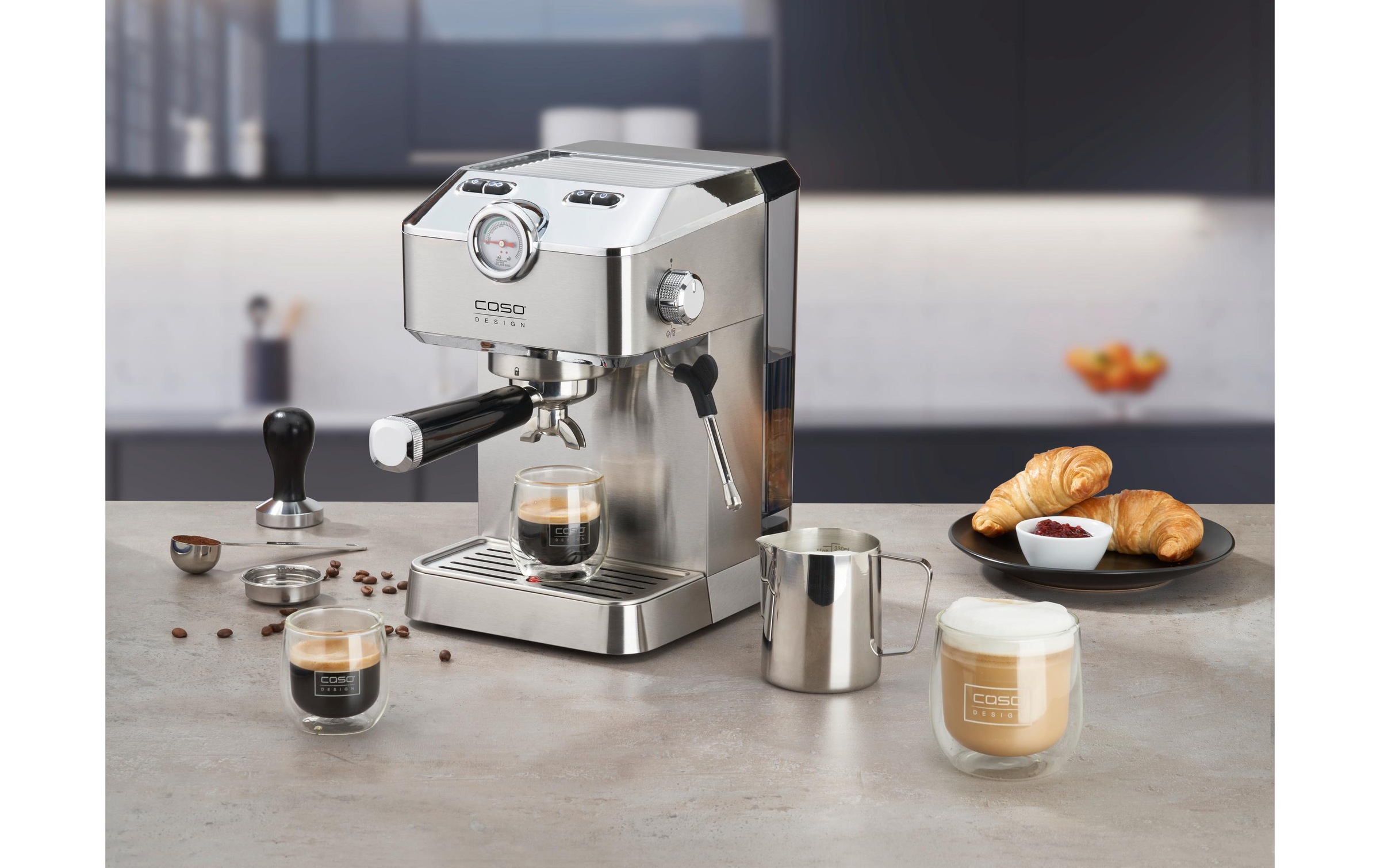 Caso Siebträgermaschine »Espresso Gourmet Silber« Holzart: Buche (China)