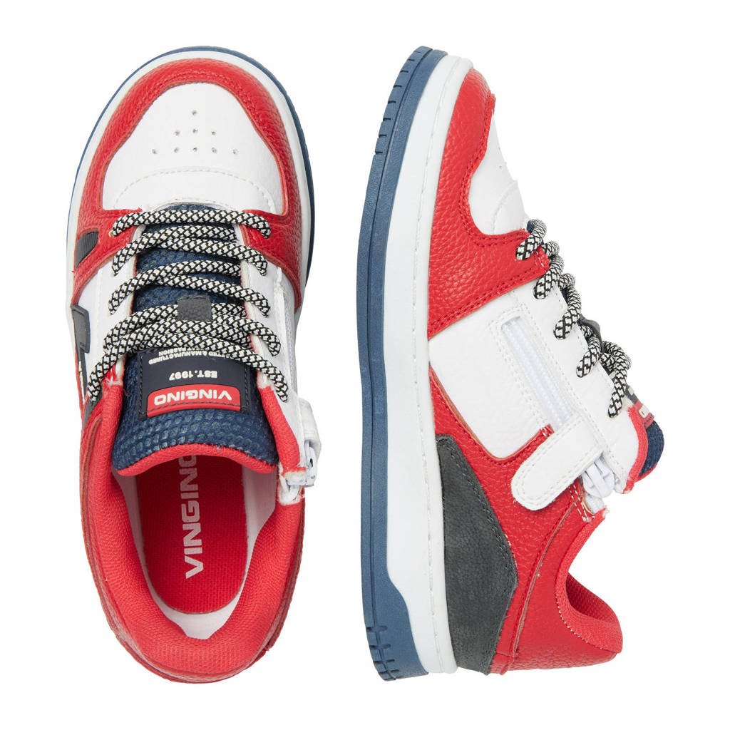 Vingino Kevinleren sneakers rood/wit