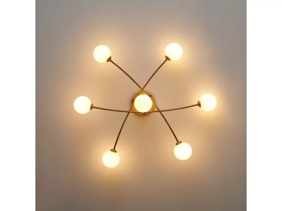 Plafonnier tendance métal et verre blanc - Estrela