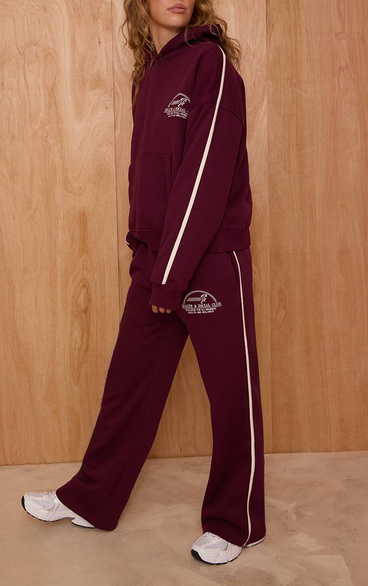 Rouge Vin Jogging Large Imprimé Health Club