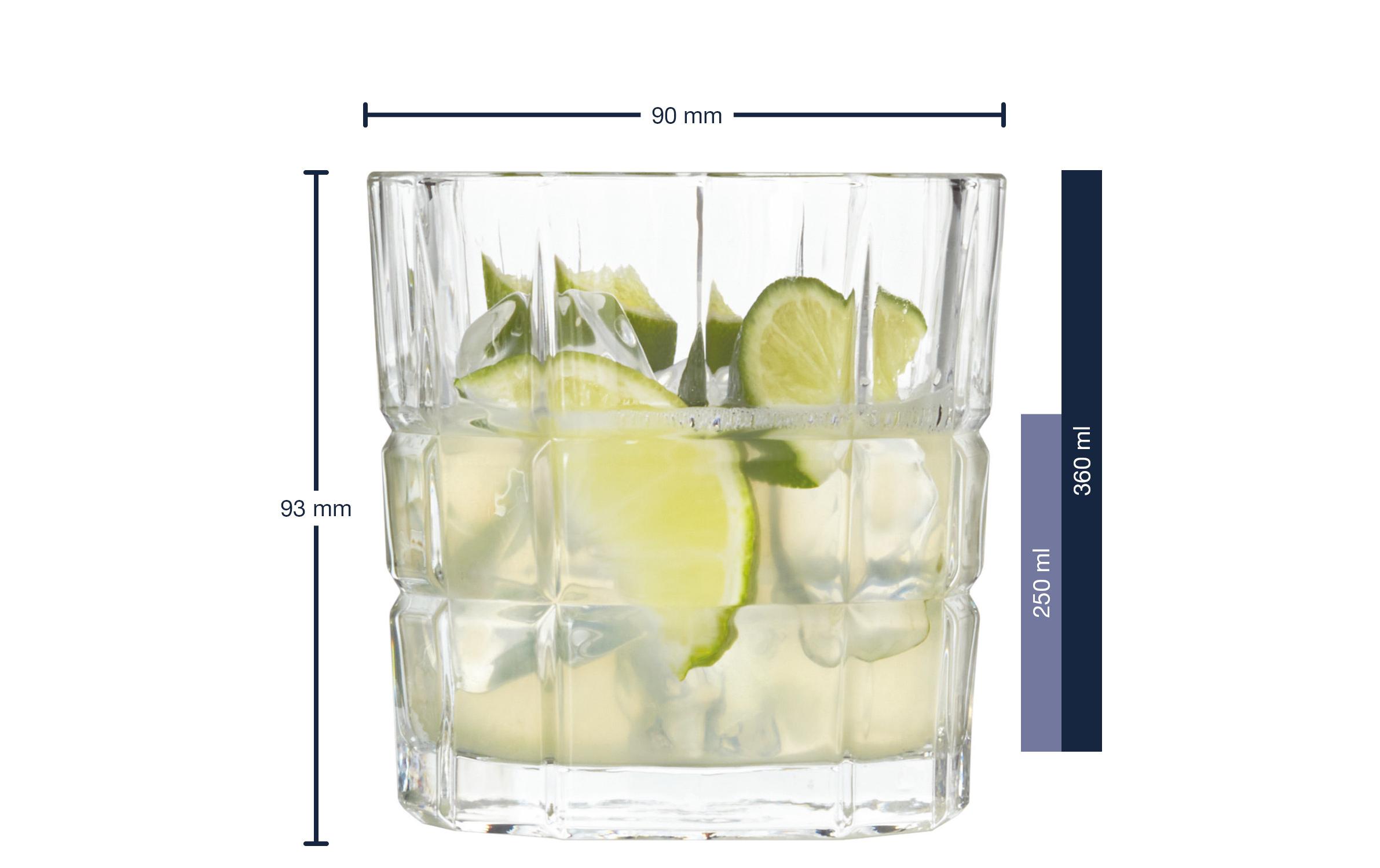 Whiskyglas Spiritii 360 ml, 4 Stück, TransparentKlassische Whiskygläser im Facettenstil