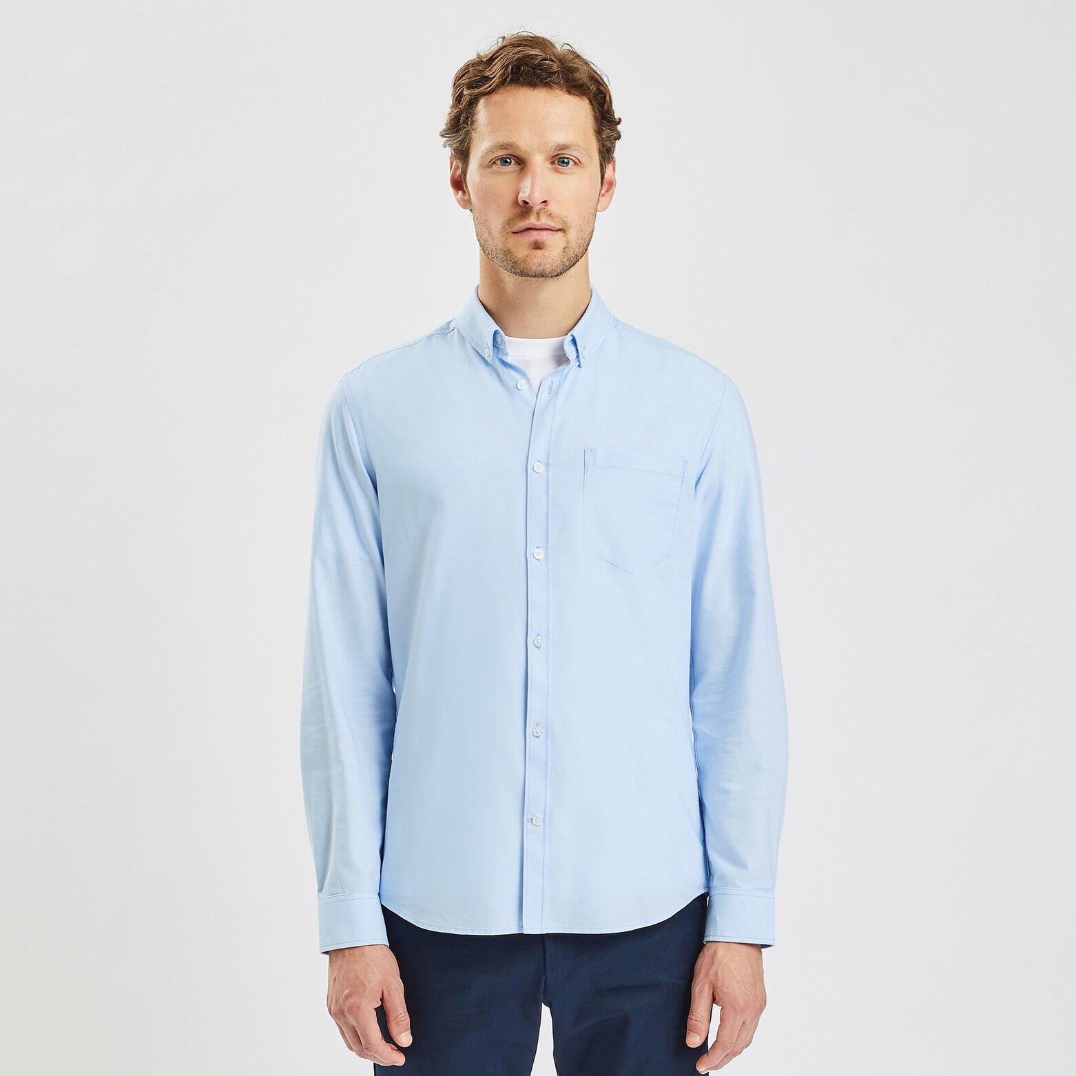 Chemise slim oxford unie coton recyclé Bleu clair
