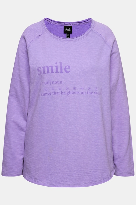 Shirt, Flock-Schriftmotiv, A-Linie, Rundhals, Langarm