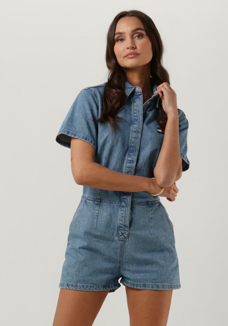 TOMMY JEANS lichtblauwe tommy jeans  tjw badge denim playsuit