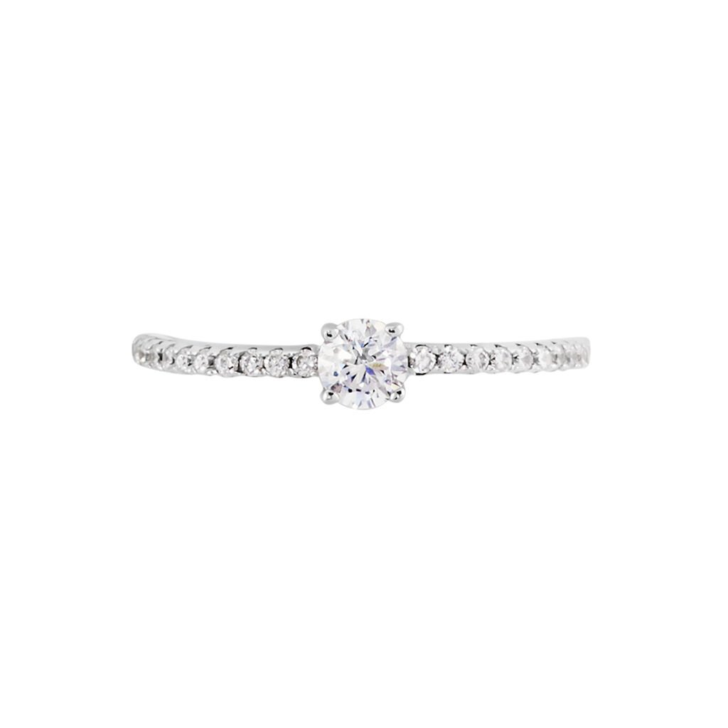 Bague Solitaire Ursi Argent Blanc Oxyde De Zirconium