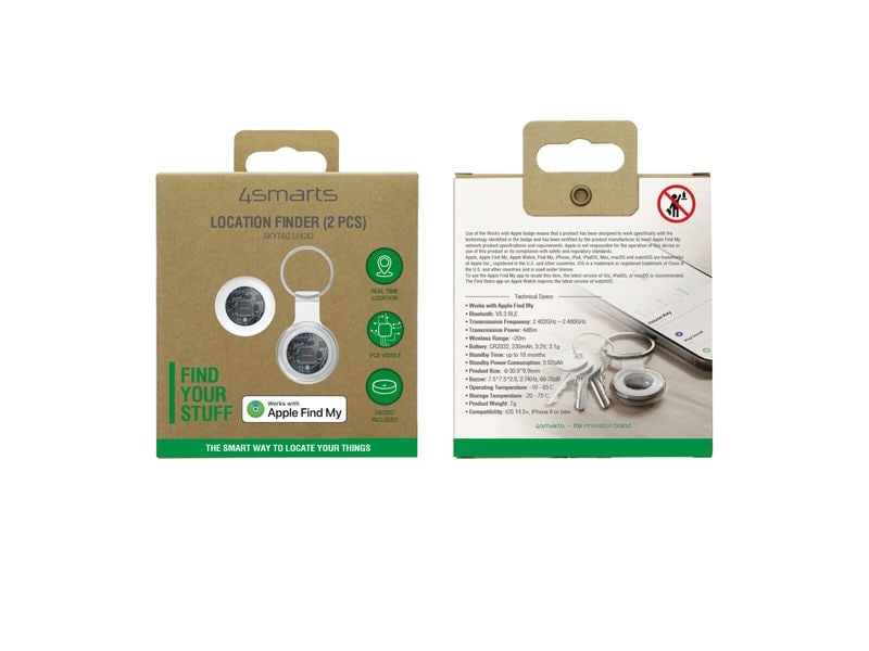 4smarts Schlüsselfinder Standort-Finder SkyTag Lucid 2er Se Standort-Finder SkyTag Lucid 2er Set, Weiss