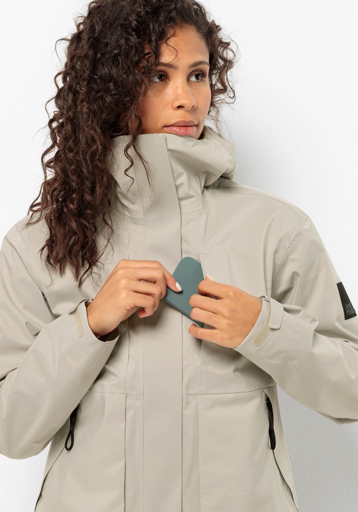 Jack Wolfskin Regenjacke »WANDERMOOD 3L JKT W« mit Kapuze