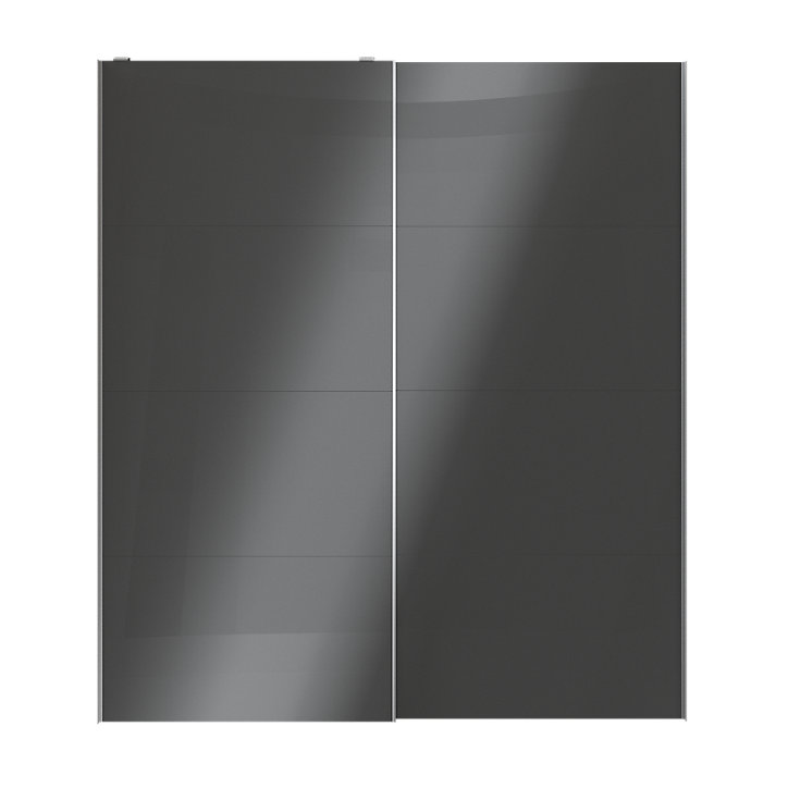 Portes de placard coulissantes 2 vantaux panneaux anthracite brillants GoodHome Atomia H. 225 x L. 200 x ép. 5,5 cm