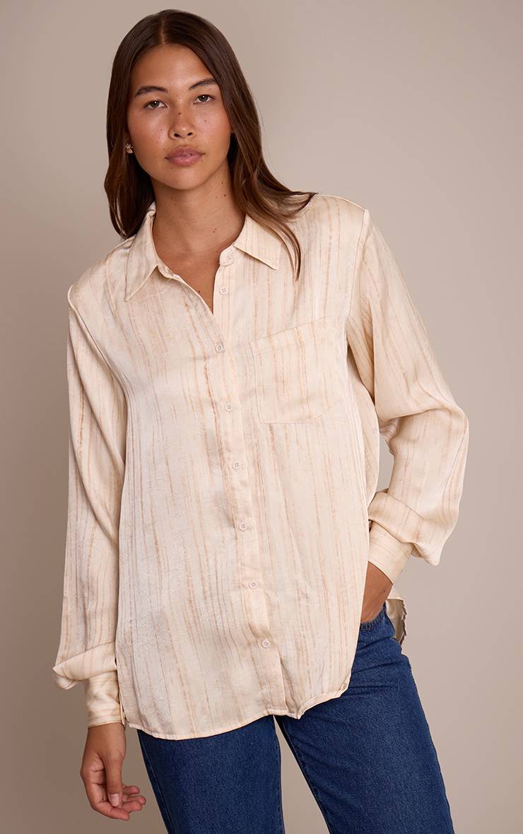 Crème Chemise En Satin Texturé Avec Épaulettes
