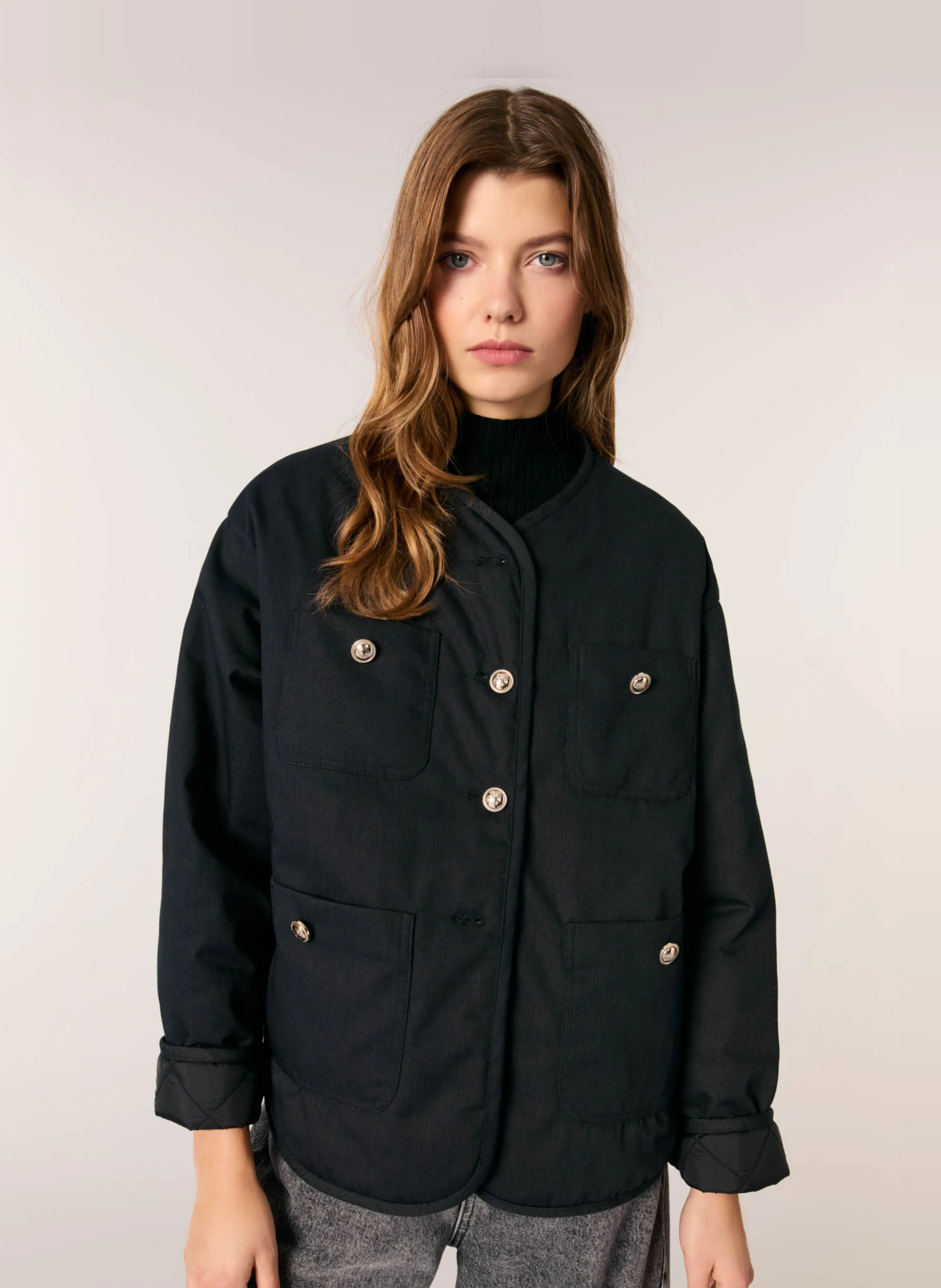 Manteau col rond| Noir