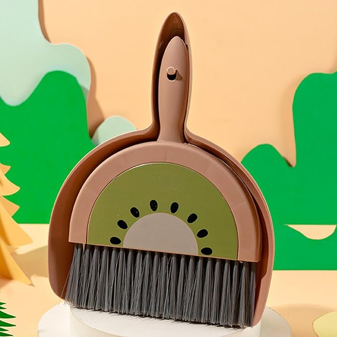 (2-tlg. Set) Mini Besen mit Kehrschaufel Haushalt Handfeger Desktop Reinigungs Hilfe - Kiwi