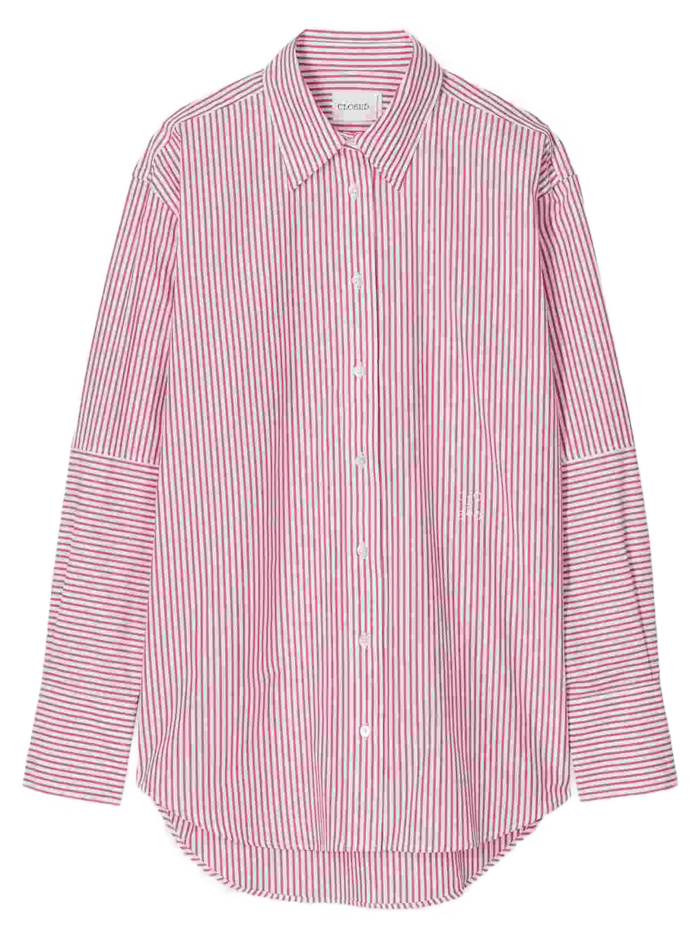 Chemise ample rayée en coton| Rouge