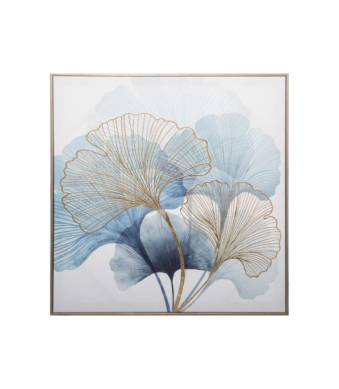 Toile Imprimée Murale Ginkgo 58x58cm Bleu