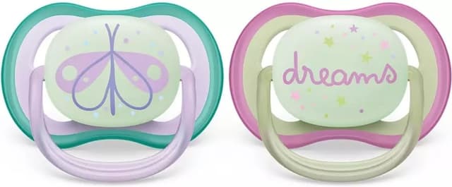 Philips Avent SCF376/19 Ultra Air Nighttime-sutter 0-6 måneder, 2 stk, sommerfugl