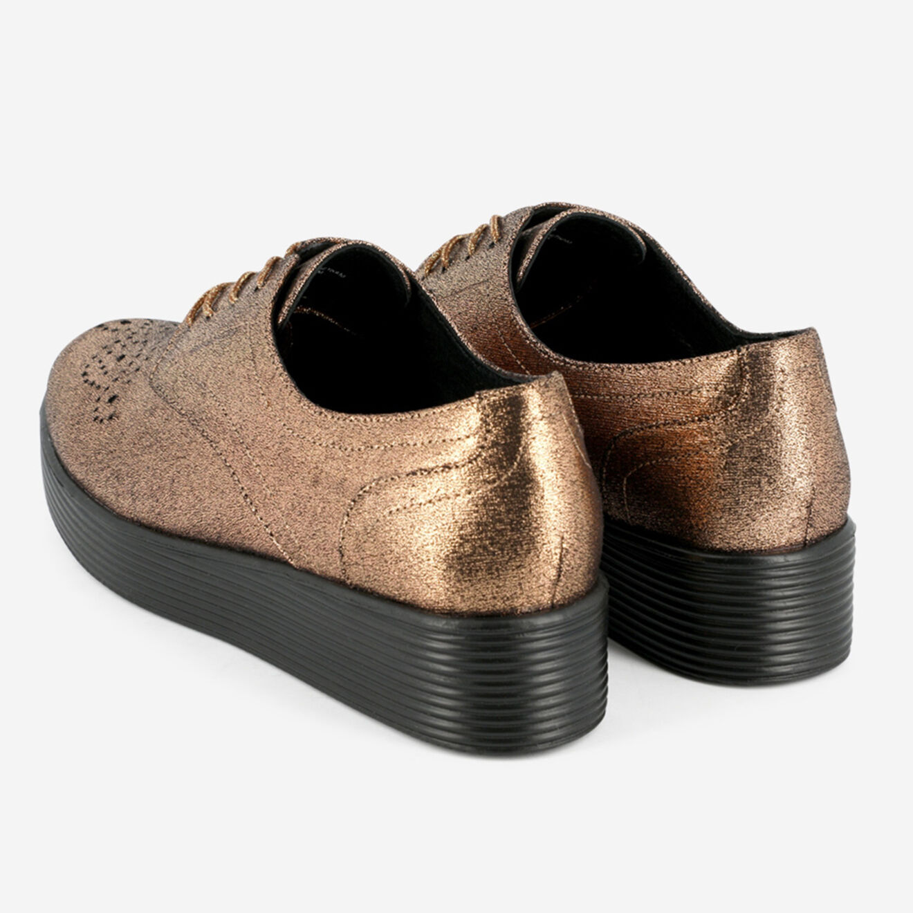 Mellow Yellow Derbies Evanari plateformes irisées bronze