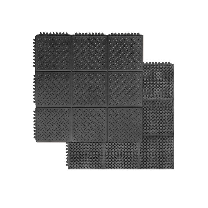 Rubberen mat - in elkaar grijpend systeem - afmeting: 92x92 cm - geribbeld