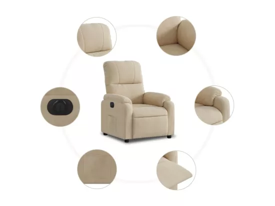 Fauteuil inclinable électrique crème tissu microfibre