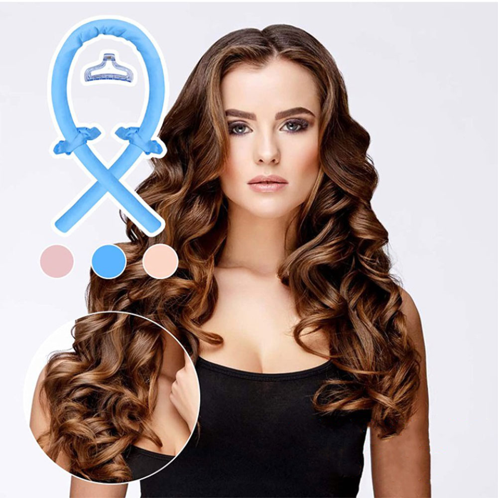 (4-tlg. Set) Locken Haarband Heatless Curler Sockenlocken Haar Styling ohne Hitze inkl. Haarspange   Haargummis - Schwarz
