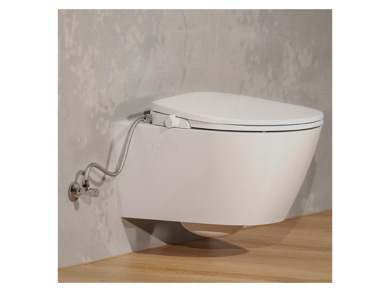 Douche-wc opzetstuk met soft-close-mechanisme en snelsluiting