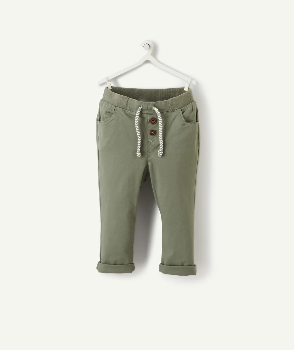 LE PANTALON SAROUEL KAKI AVEC CORDON ET BOUTONS