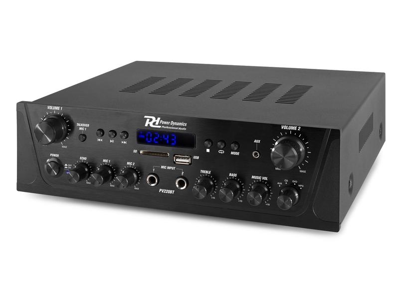 Power Dynamics Verstärker Pro PV220BT 2 Kanal-Verstärker mit Bluetooth, SD, USB und FM Radio