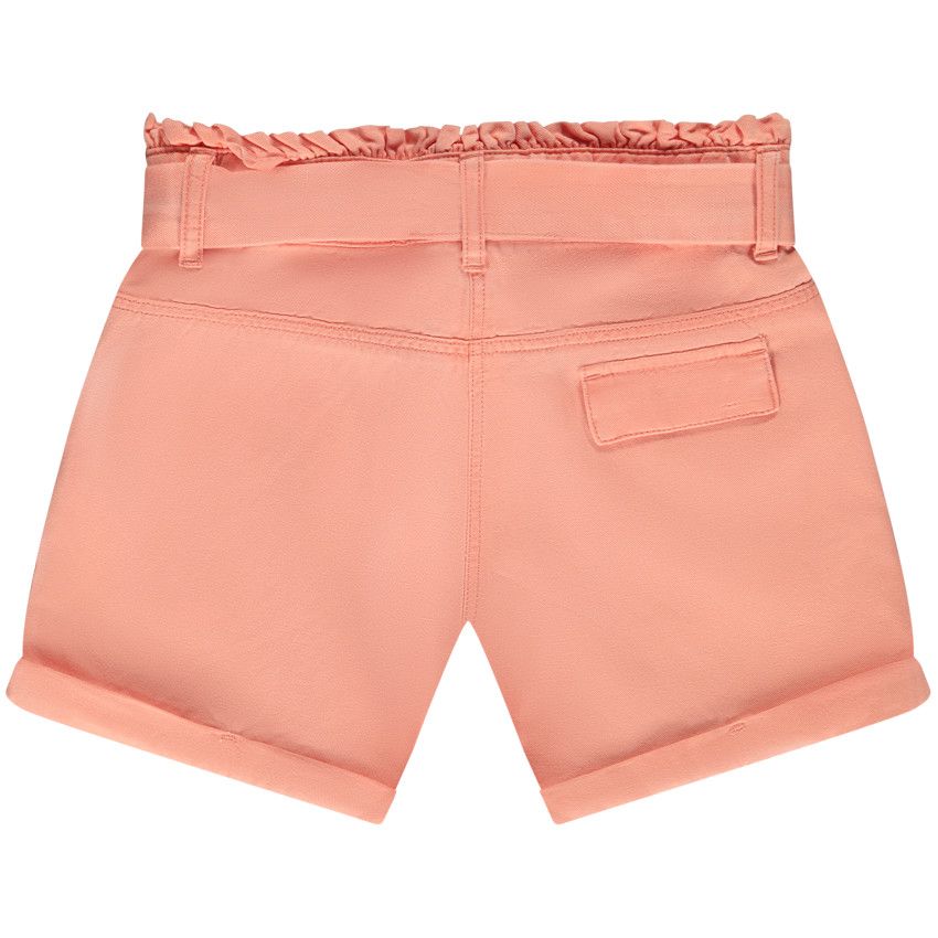 Short uni avec ceinture à nouer pour fille - Corail