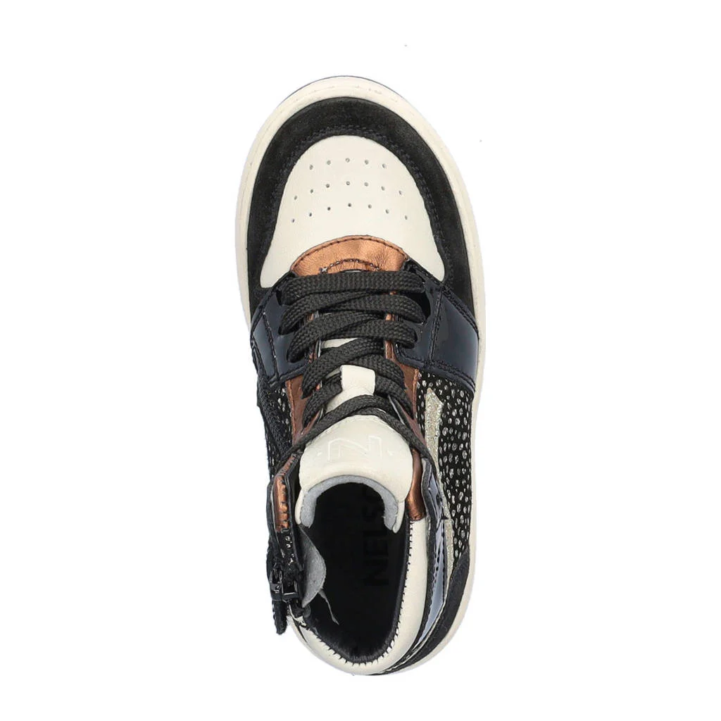 Nelson Kids leren sneakers zwart multi