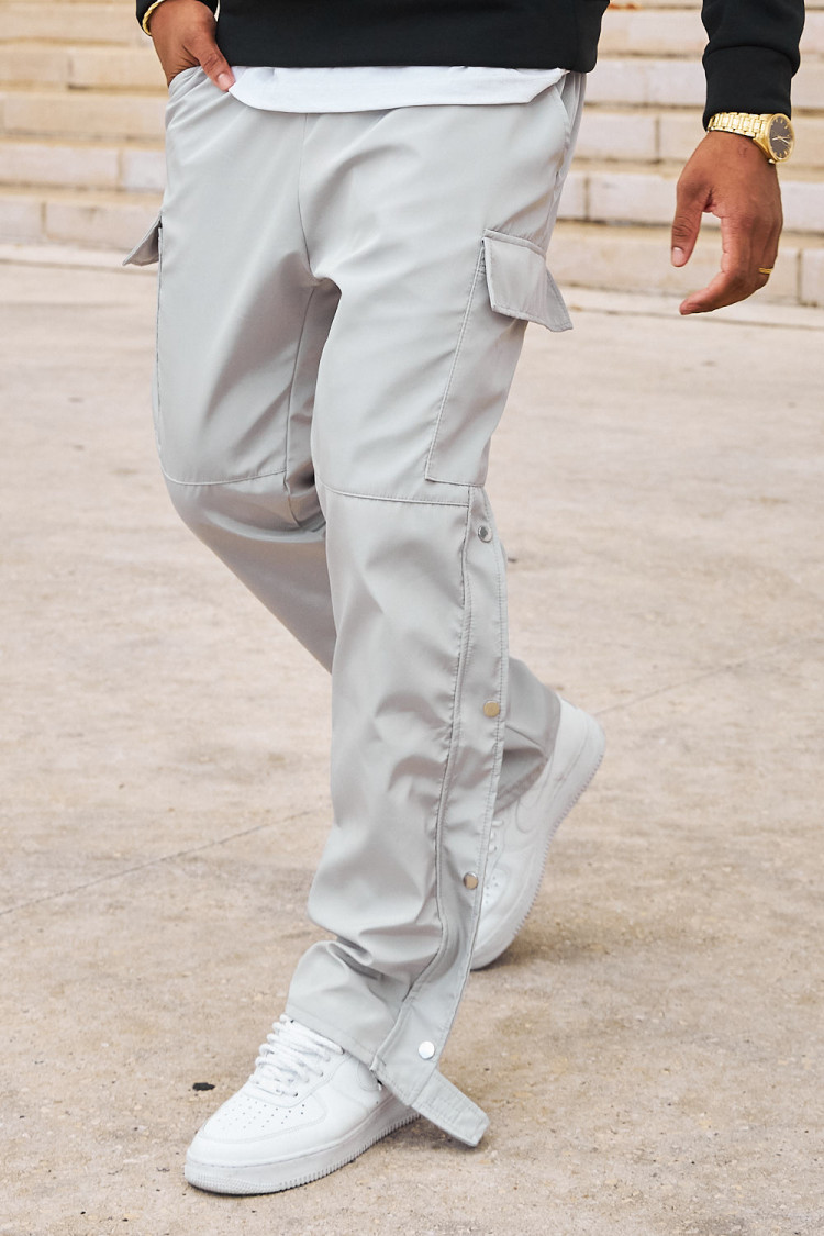 Jogger pant cargo gris à boutons